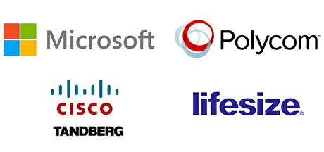 logo microsoft, logo polycom, logo cisco tandberg, logo lifesize